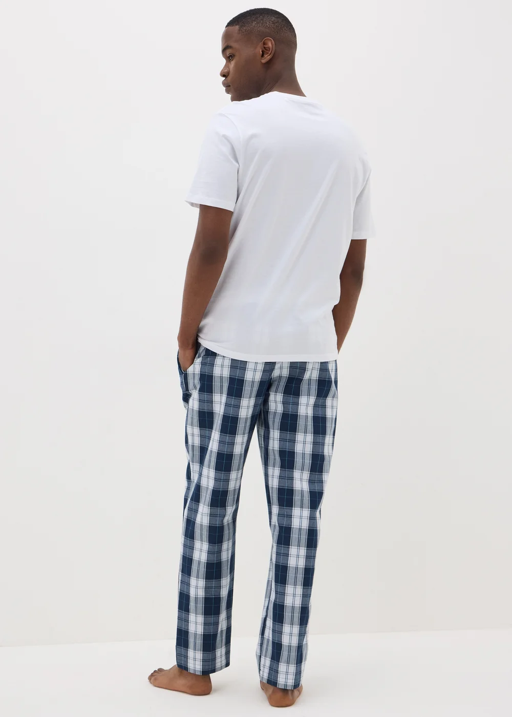 Navy Woven Check Pyjama Bottoms - Extra small Image 1