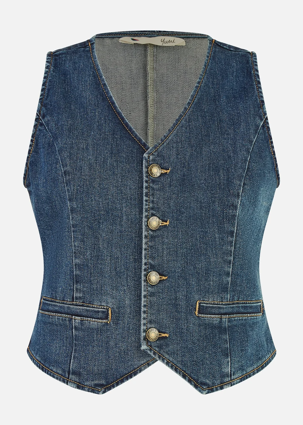 Yumi Blue Denim Stretch Waistcoat - 8 Image 3