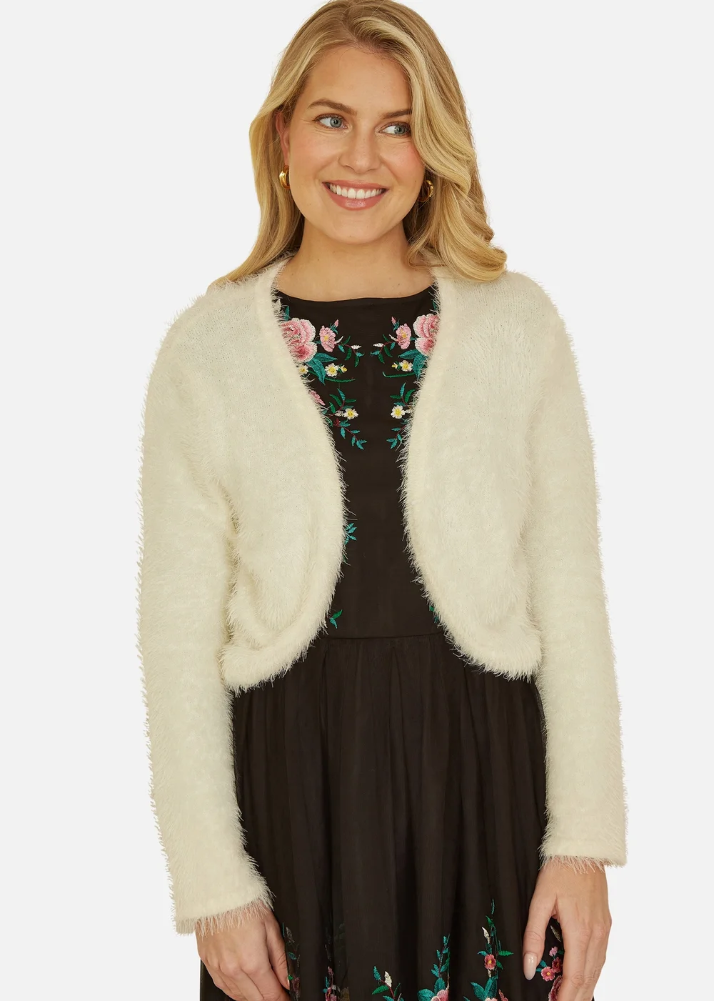 Yumi Ivory Eyelash Knit Bolero - S Image 2