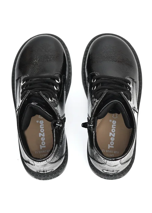 ToeZone Girls Black Abby Patent Leather Ankle Boot (Younger 8 - Older 3) - Size 8 infants Image 4