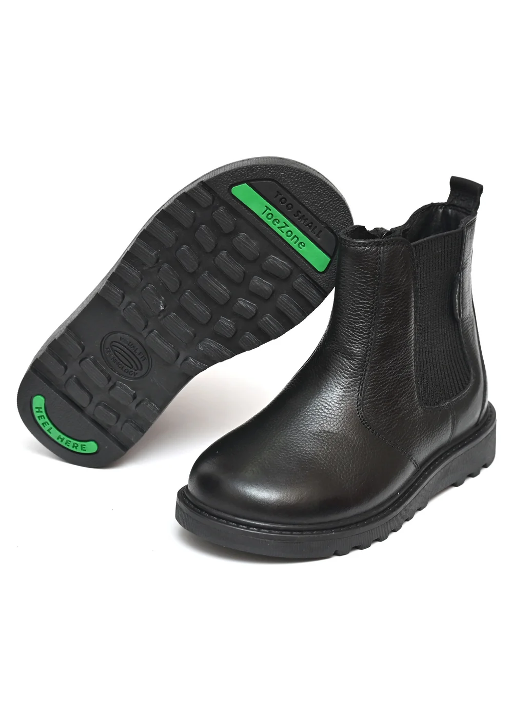 ToeZone Girls Black Lily Leather Ankle Boot (Younger 8 - Older 3) - Size 13 Infants Image 1