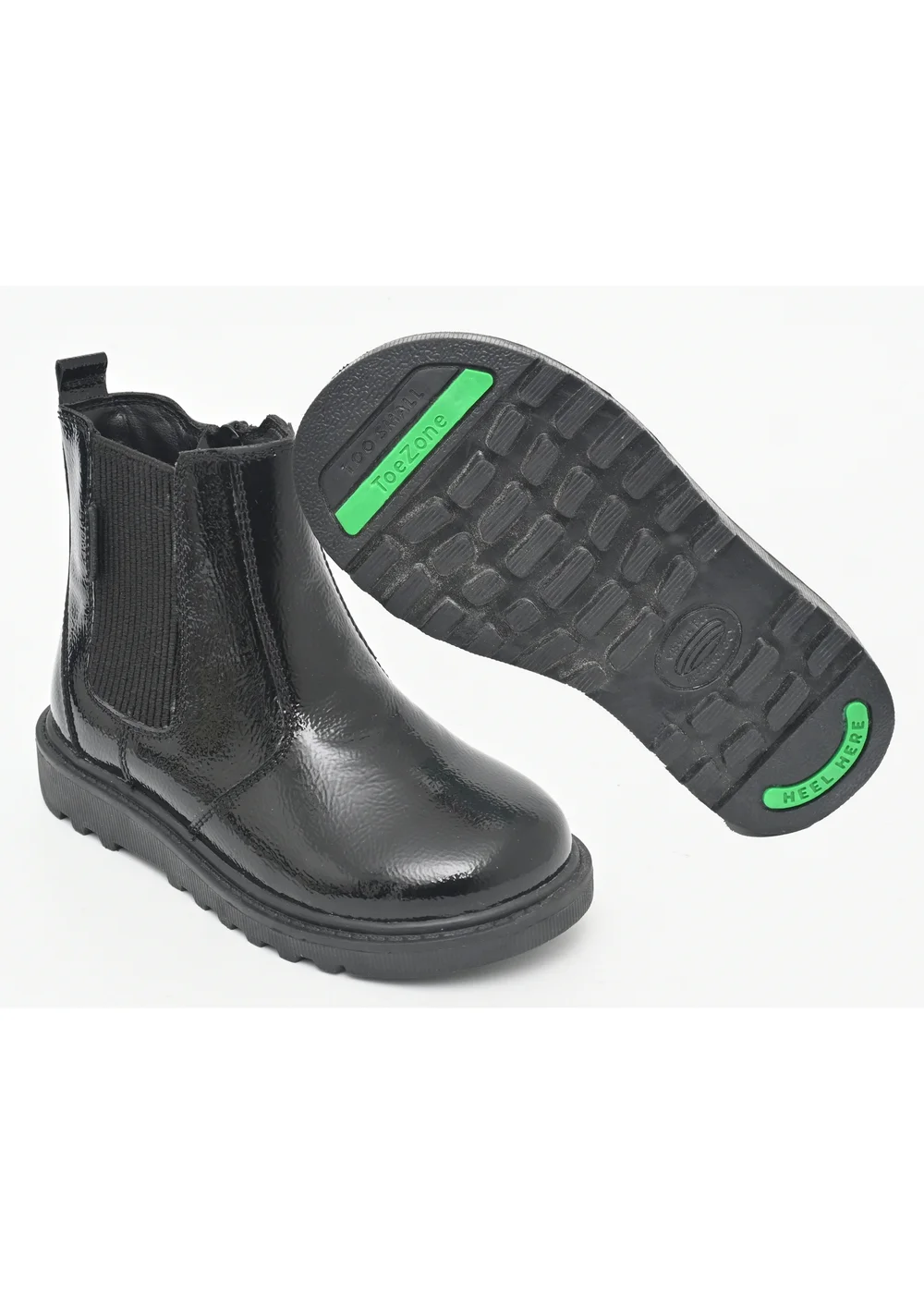 ToeZone Girls Black Amara Patent Leather Ankle Boot (Younger 8 - Older 3) - Size 13 Infants Footwear Image 1