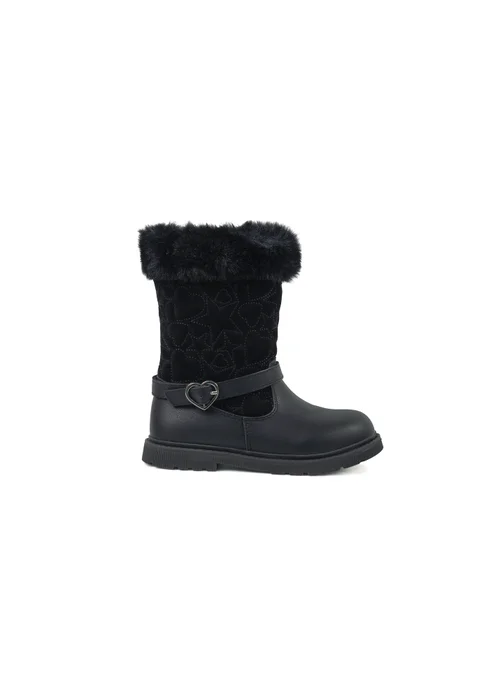 ToeZone Girls Black Lumi Fur Boot (Younger 8 - Younger 13) - Size 9 Infants Footwear Image 2