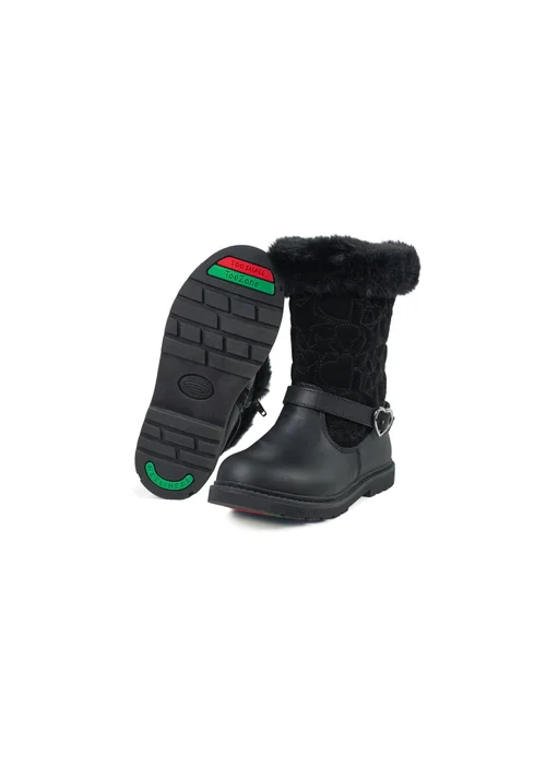 ToeZone Girls Black Lumi Fur Boot (Younger 8 - Younger 13) - Size 9 Infants Footwear Image 1