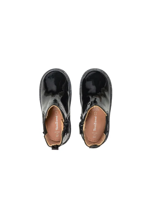 ToeZone Girls Black Harlow Patent Gusset Boot (Younger 4 - Younger 10) - Size 4 Infants Image 4