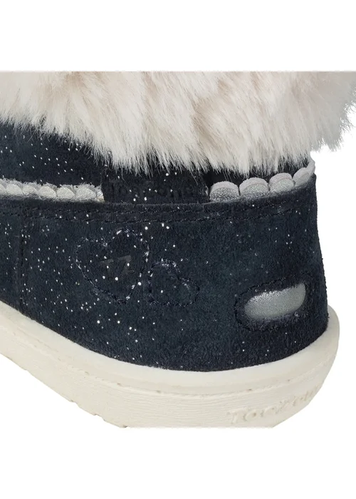 ToeZone Girls Navy Freya Shimmer Fur Boot (Younger 4 - Younger 10) - 9 Infants Image 5