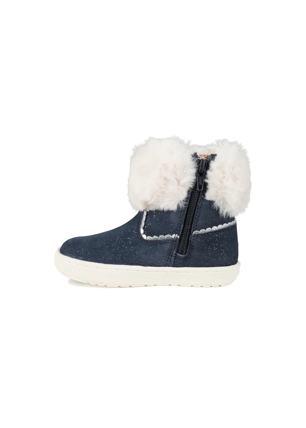 ToeZone Girls Navy Freya Shimmer Fur Boot (Younger 4 - Younger 10) - 9 Infants Image 4