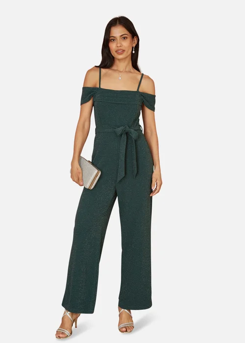 Yumi Green Sparkle Stretch Bardot Jumpsuit - 14 Image 1