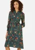 Yumi Green Recycled Fox Print Shirt Midi Dress - 10 Image 2