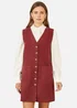 Yumi Burgundy Cord Button Through Pinafore Dress With Pockets - 14 Image 2