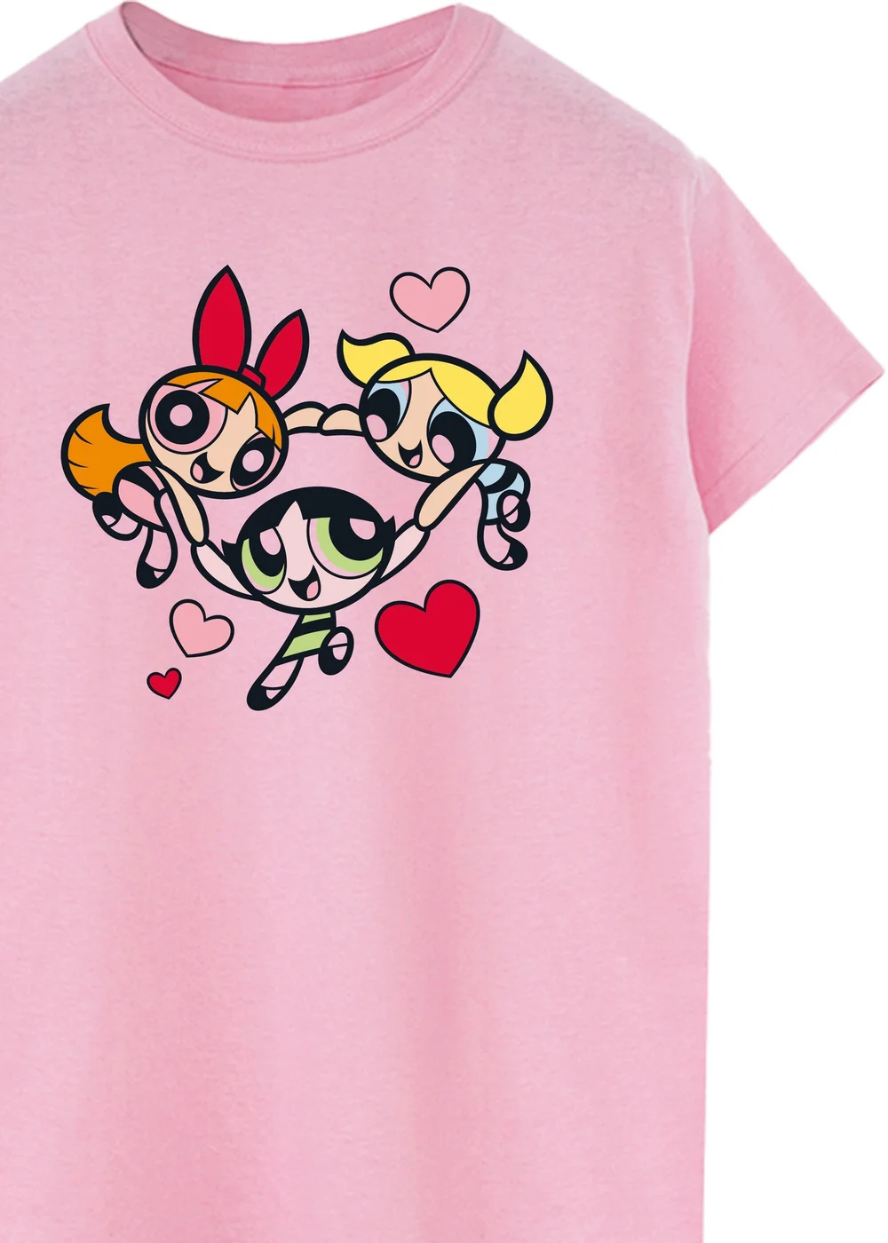 The Powerpuff Girls Pink Hearts Circle Boyfriend Fit T-Shirt - Large Image 2