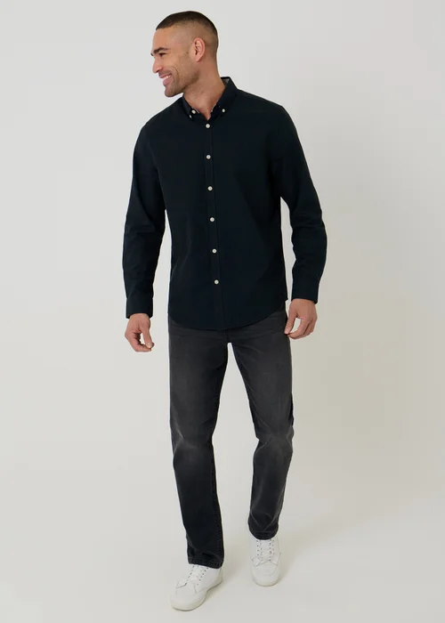 Threadbare Black Oxford Cotton Long Sleeve Shirt - M Image 3