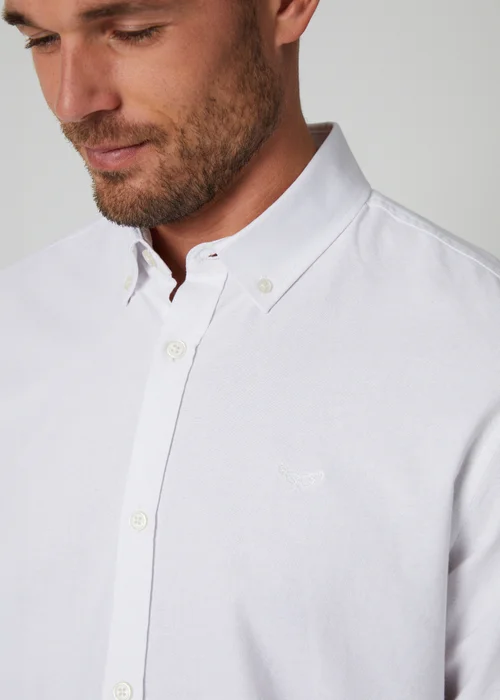 Threadbare White Oxford Cotton Long Sleeve Shirt - Medium Image 3
