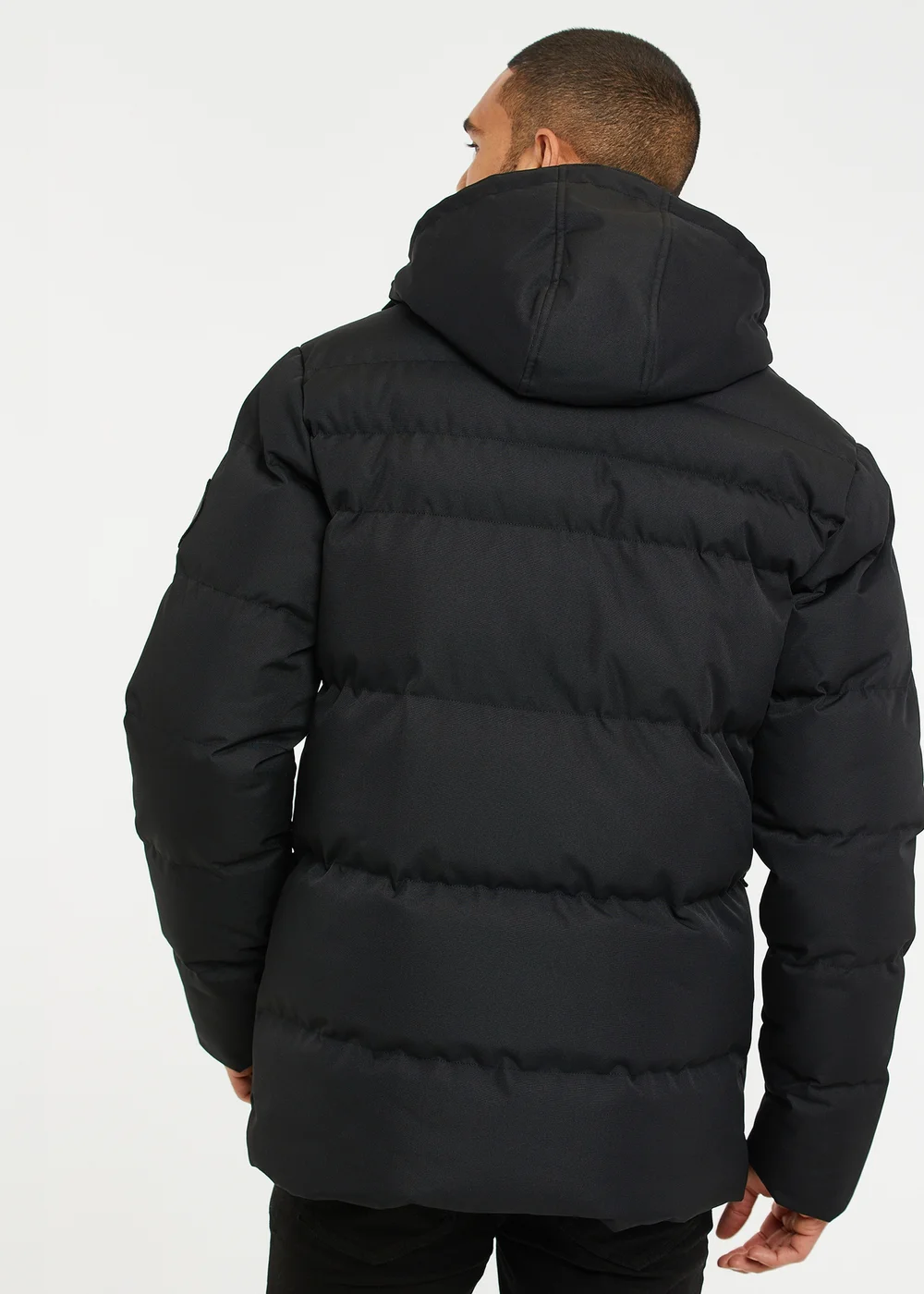 Threadbare Black Showerproof Hooded Padded Jacket - M Image 2