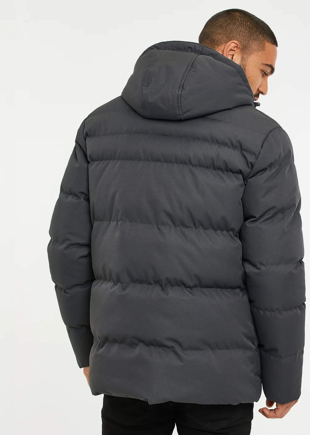 Threadbare Charcoal Showerproof Hooded Padded Jacket - S Image 2