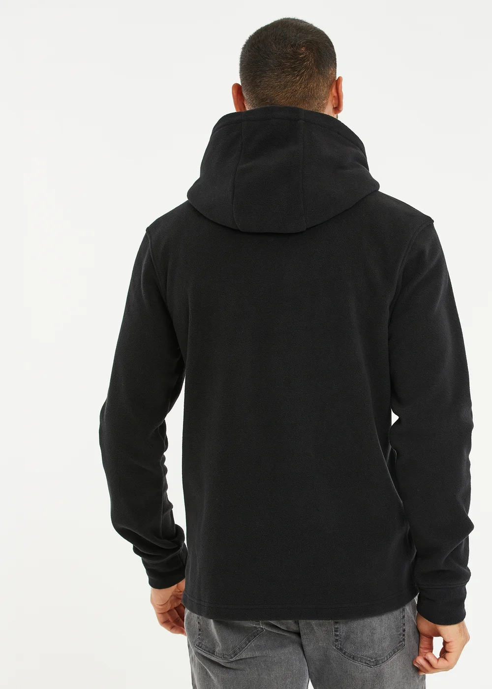 Threadbare Black Microfleece Overhead Hoodie - Large Image 2