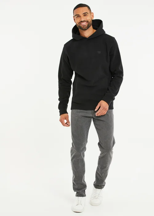Threadbare Black Microfleece Overhead Hoodie - Large Image 4