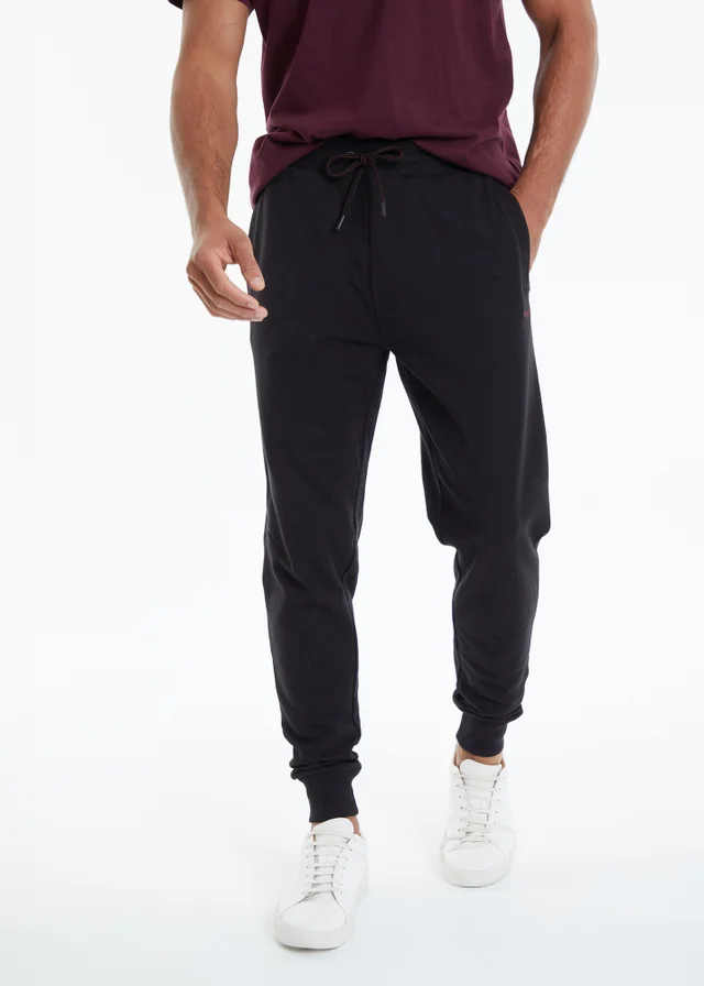 Threadbare Black Cotton Blend Regular Fit Joggers