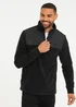 Threadbare Black Quarter Zip Quilted Fleece Jumper - M Image 1