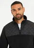 Threadbare Black Quarter Zip Quilted Fleece Jumper - M Image 3