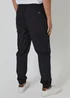 Threadbare Black Slim Fit Cotton Cuffed Cargo Trousers - S Image 2