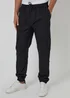 Threadbare Black Slim Fit Cotton Cuffed Cargo Trousers - S Image 1