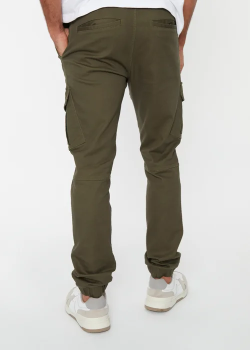 Threadbare Khaki Cotton Blend Cuffed Cargo Pocket Trousers - L Image 2