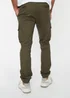Threadbare Khaki Cotton Blend Cuffed Cargo Pocket Trousers - L Image 2