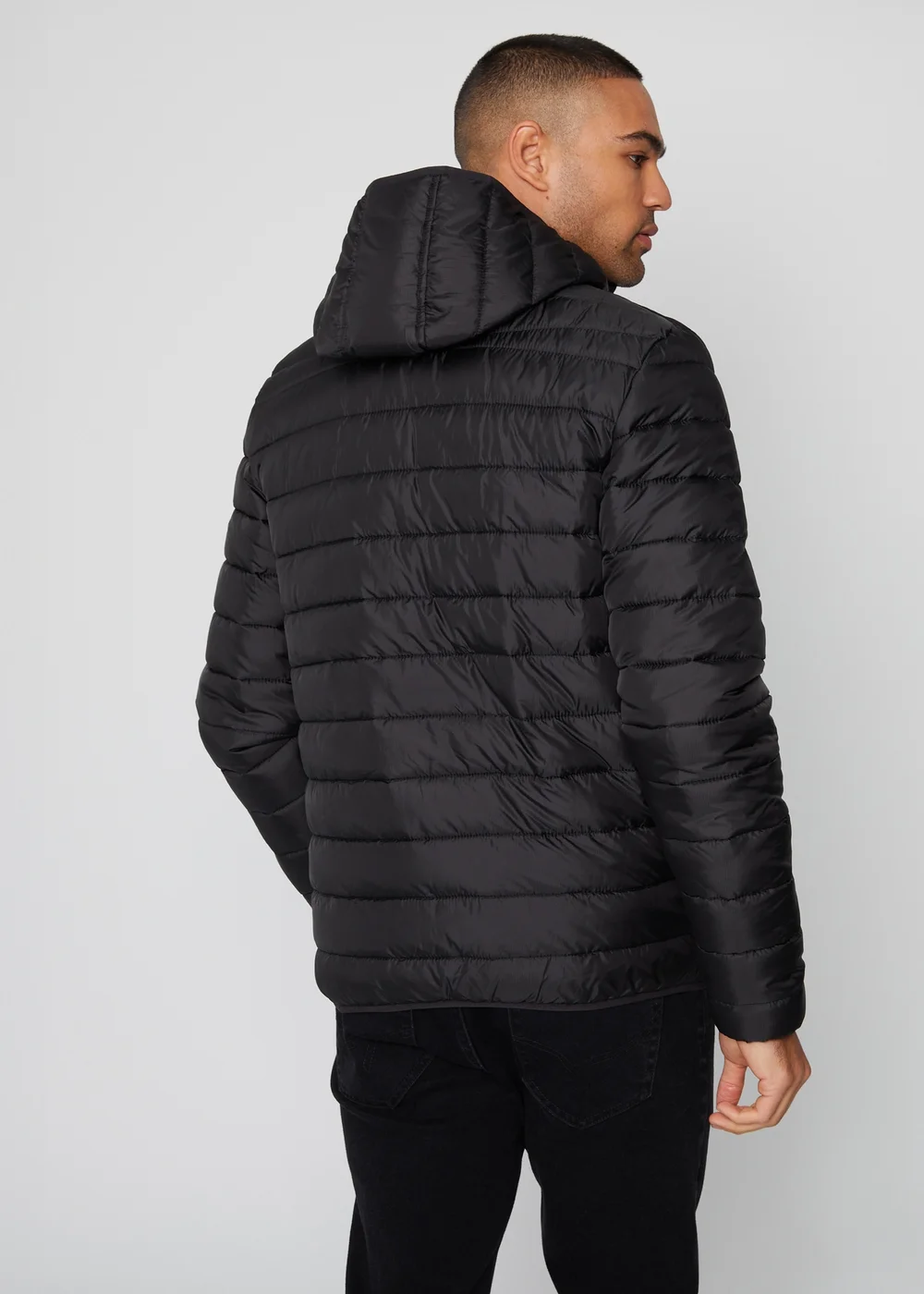 Threadbare Black Matte Finish Padded Hooded Jacket - XL Image 2
