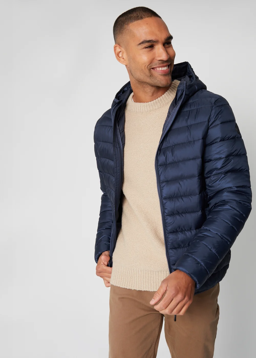 Threadbare Navy Matte Finish Padded Hooded Jacket - XL Image 5