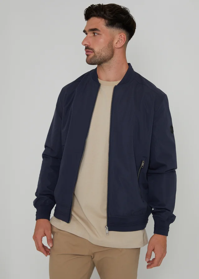 Threadbare Navy Showerproof Classic Bomber Jacket