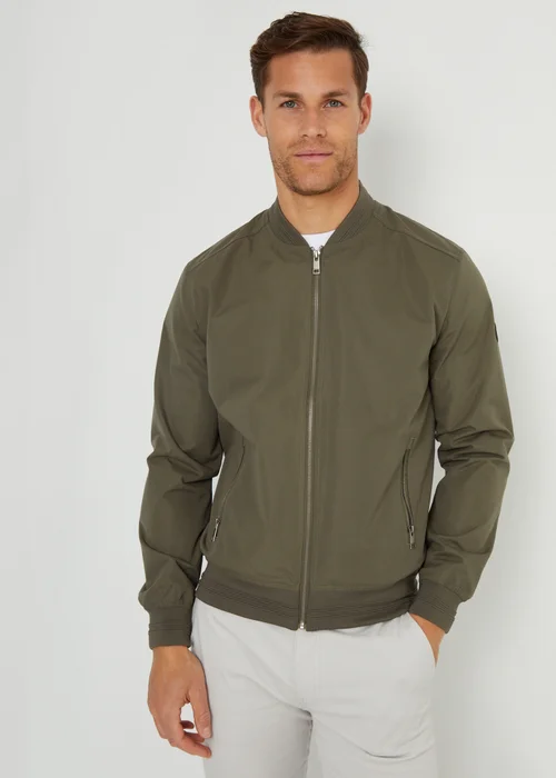 Threadbare Khaki Showerproof Classic Bomber Jacket - M Image 4