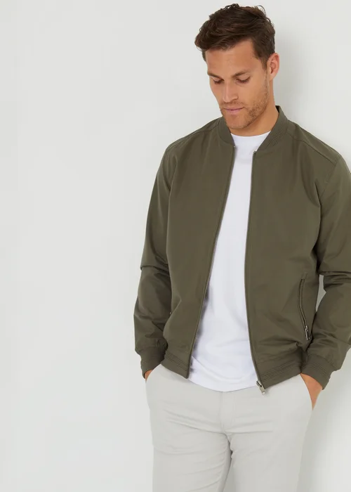 Threadbare Khaki Showerproof Classic Bomber Jacket - M Image 1