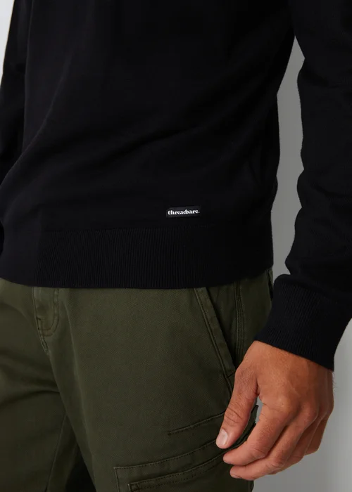 Threadbare Black Funnel Neck Quarter Zip Knitted Jumper - XXL Image 3