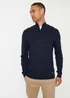 Threadbare Navy Funnel Neck Quarter Zip Knitted Jumper - Large Image 1