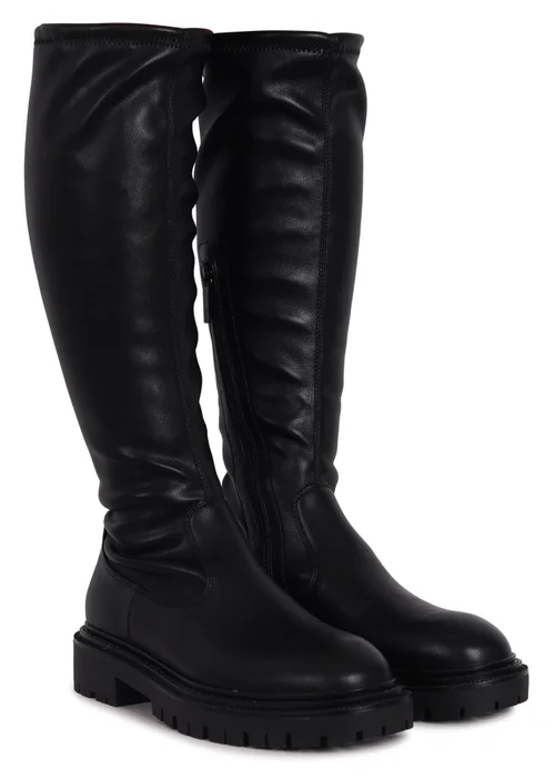 Linzi Hallie Black Faux Leather High Leg Stretch Boot - Size 7 Image 3
