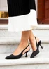 Linzi Presley Black Lycra Sling Back Low Court Heel - Size 6 Image 1