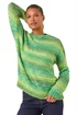 Roman Green Spacedye Stripe Crew Neck Jumper - Size 16 Image 2