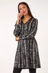Roman Black Abstract Print Soft Knit Stretch Dress - 18 Image 4