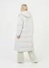 Brave Soul Cream Maxi Hooded Puffer Jacket with Detachable Sleeves - 12 Image 2