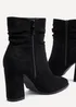 Linzi Mila Black Ruched Square Toe Block Heeled Ankle Boot - Size 7 Image 5