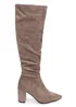 Linzi Bonnie Mocha Suede Block Heel Knee High Ruched Boot - Size 6 Image 2
