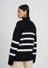 Brave Soul Black Button Detail Striped Turtleneck Jumper - Small Image 2