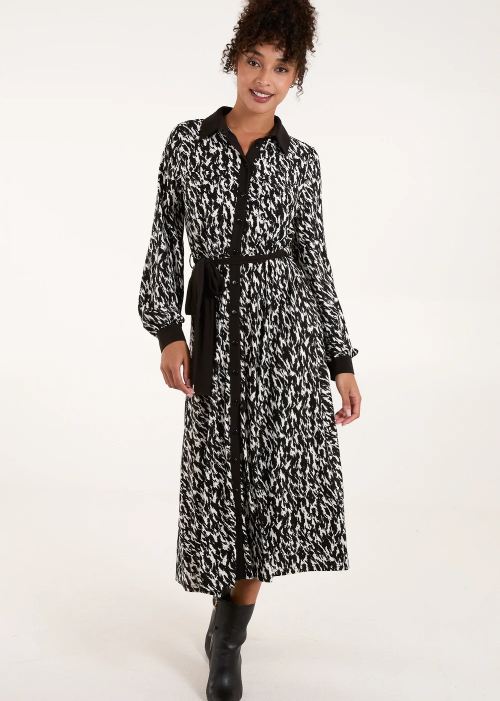 Blue Vanilla Multi Contrast Midi Shirt Belted Dress - M Image 4