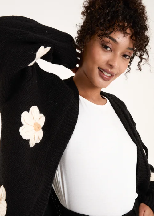 Blue Vanilla Black Daisy Large Flower Cardigan - Small/Medium Image 3