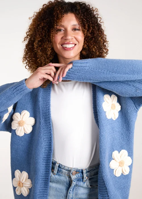 Blue Vanilla Blue Daisy Large Flower Cardigan - Medium/Large Image 3