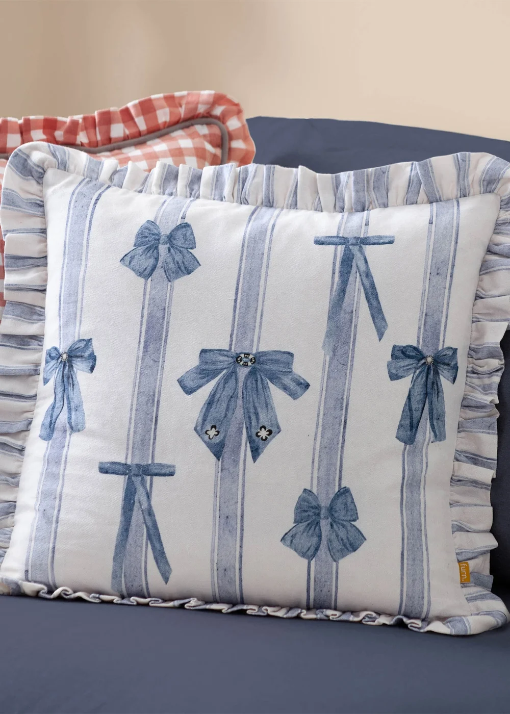 furn. Noortje Ruffle Bows Cotton Filled Cushion (43cm x 43cm) - 45cm x 45cm Image 1