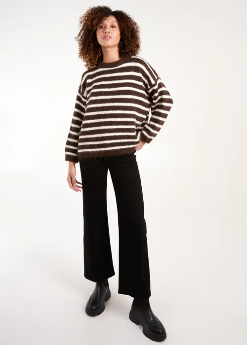 Blue Vanilla Chocolate Soft Knit Round Neck Stripe Jumper - One Size Image 5