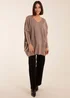 Blue Vanilla Brown Plain V Neck Jumper - One Size Image 4
