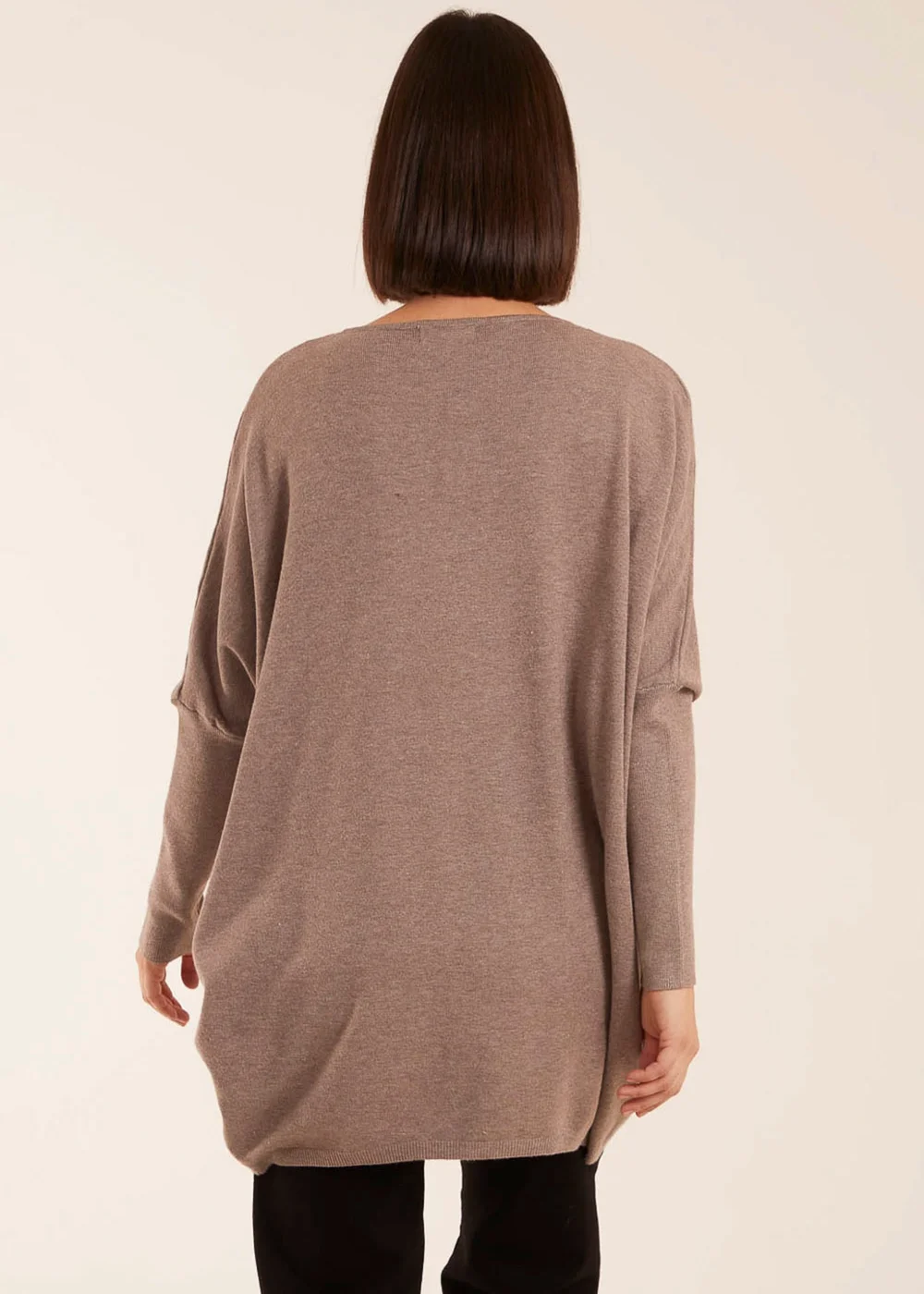 Blue Vanilla Brown Plain V Neck Jumper - One Size Image 2